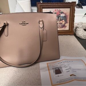Coach Pebbled Leather Tote in Blush Pink
